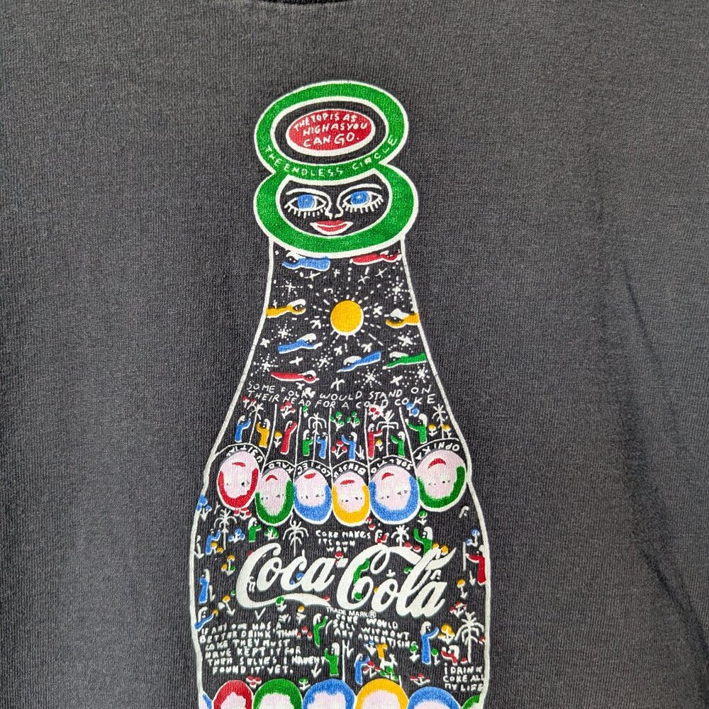 Vintage 90s Coke Bottle Howard Finster Atlanta Folk Art Coca Cola Size Large - Picture 7 of 7